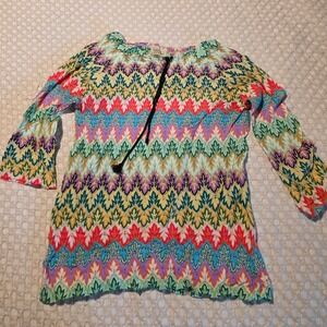Fashionelle by Abes of California Vintage 60's Knit Top Womens M Multi Color Exc